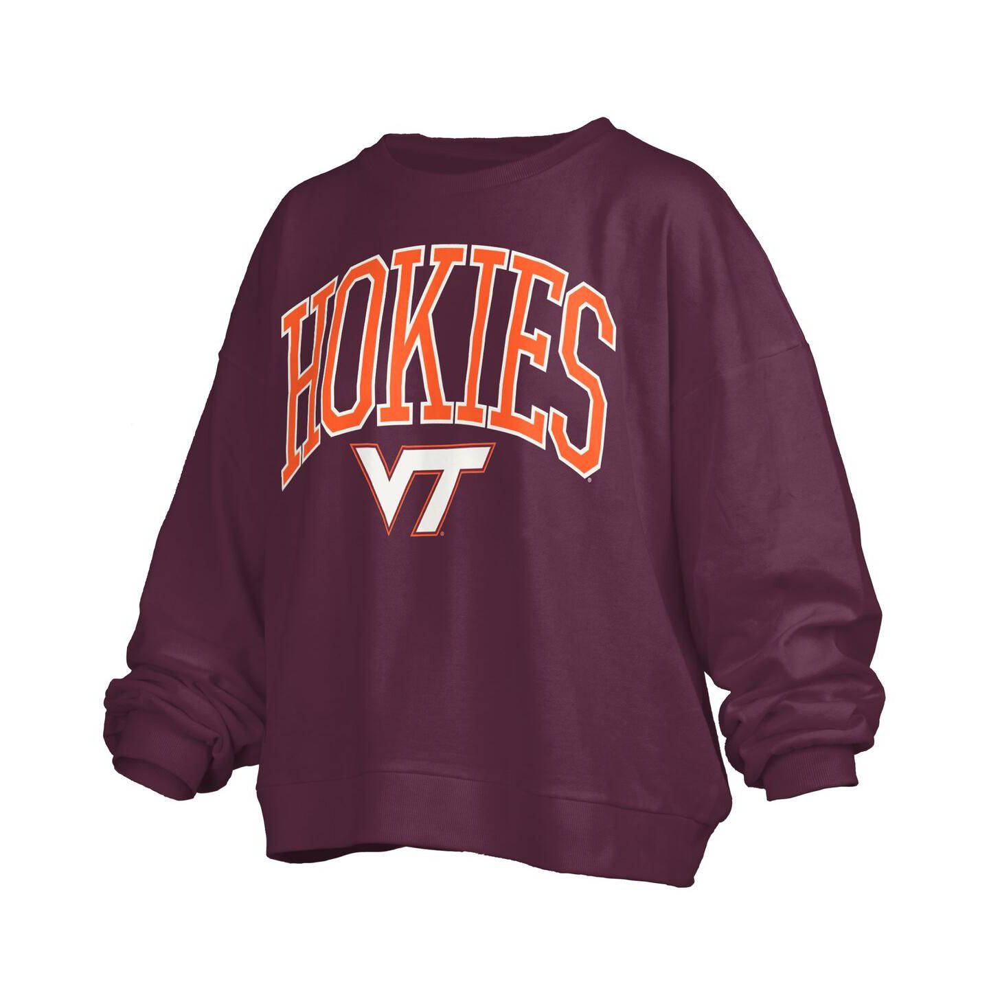 Женская толстовка Pressbox Maroon Virginia Tech Hokies Janise Arch Over Logo Waist Length Oversized Pullover — фото 2