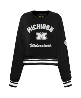 Women's Black Michigan Wolverines Cropped Pullover Sweatshirt