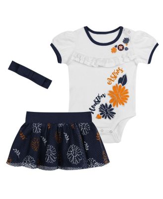 Newborn 3-Piece White/Navy Houston Astros Sweet Catcher Bodysuit, Headband and Skirt Set