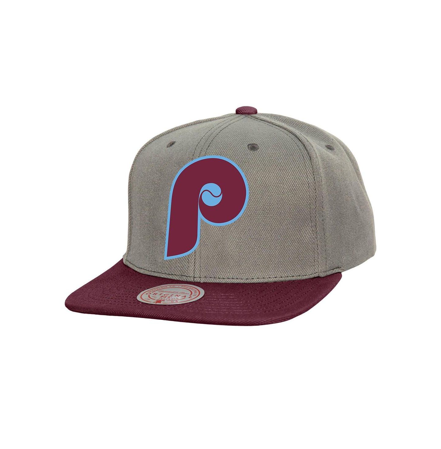 Мужская кепка Mitchell & Ness Gray Philadelphia Phillies Cooperstown Collection Basic Flip Snapback Hat — фото 1