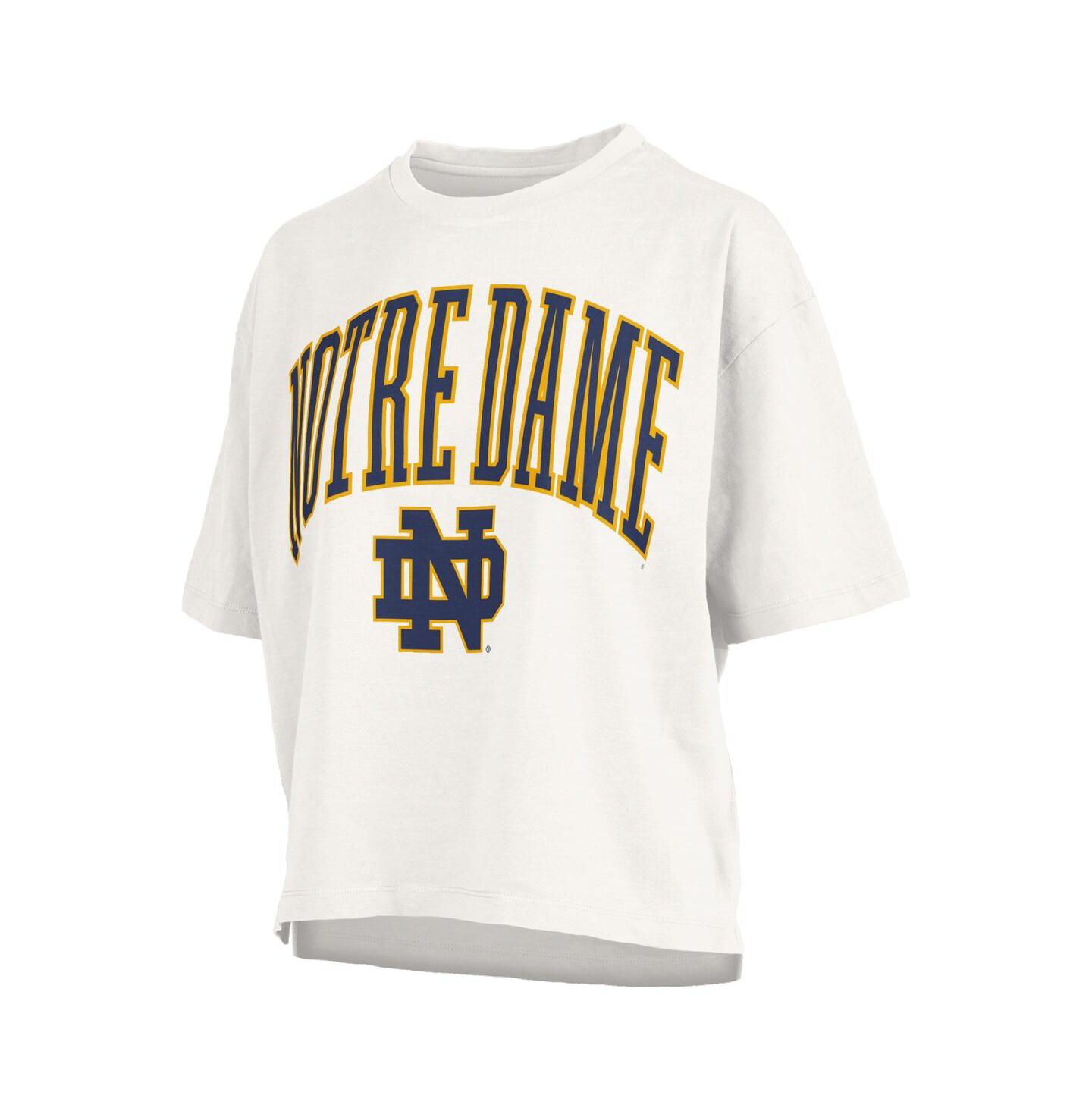 Женская футболка Pressbox White Notre Dame Fighting Irish Nelson Arch Over Logo Waist Length Oversized Slub — фото 2