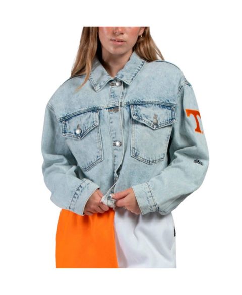 Женские куртки Hype And Vice Women's Denim Tennessee Volunteers Lightwash Full-Button Jean Jacket