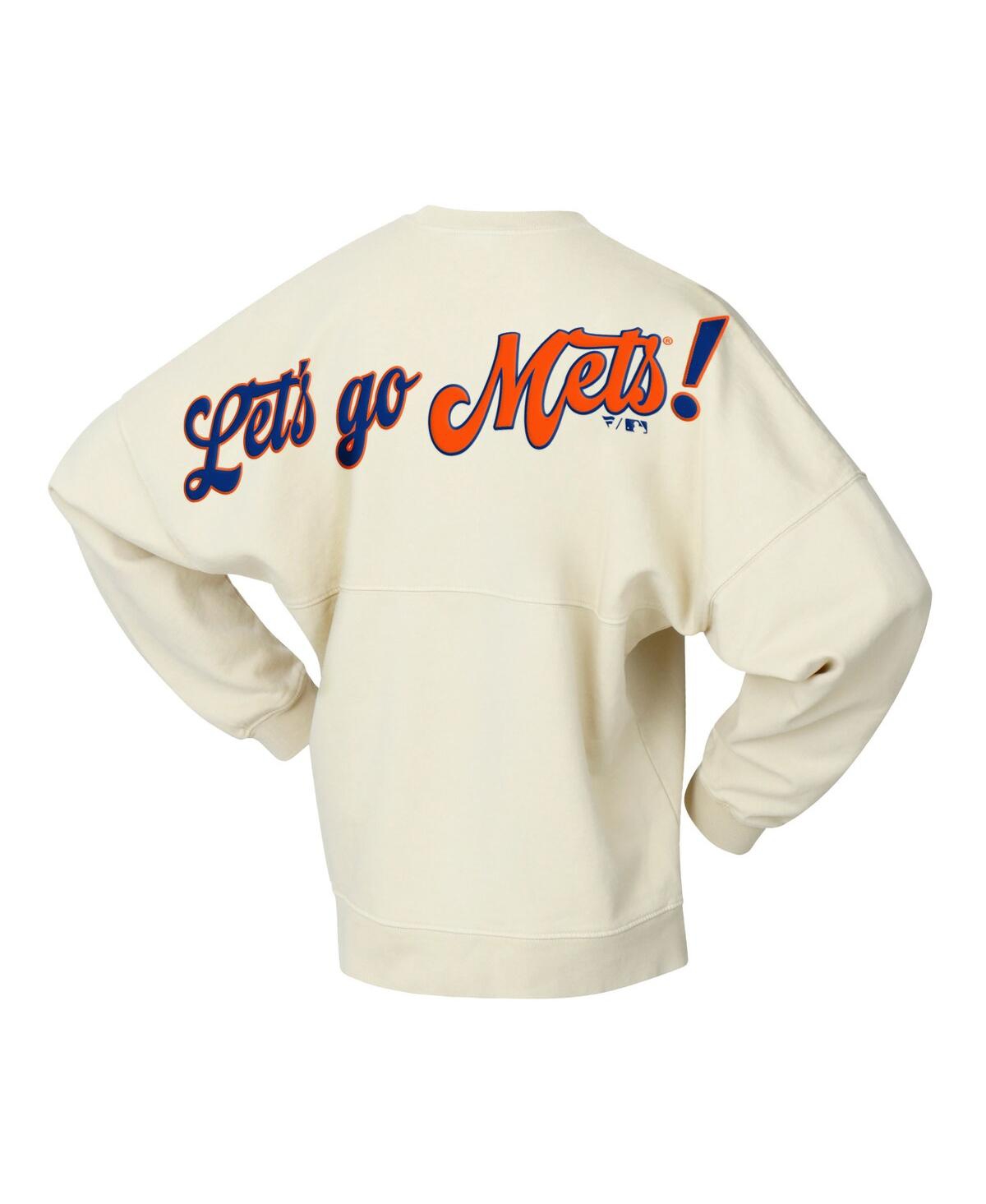 Fanatics Women's Tan New York Mets Pennant Flag Branded Fleece Pullover Sweatshirt