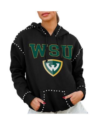 Gameday Couture - Women's Black Wayne State Warriors Studded Pullover Hoodie
