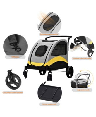  4 Wheel Foldable Pet Travel Stroller With Basket