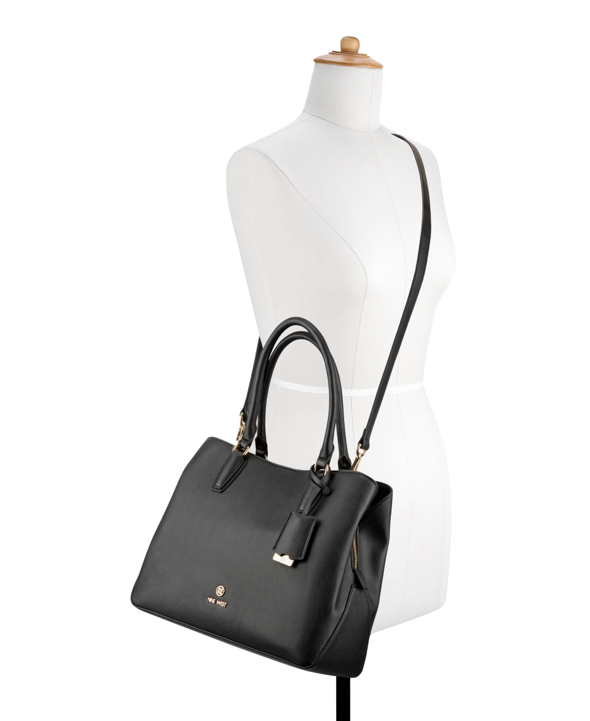 Nine West Lakelyn Carryall Large Satchel Bag In Black