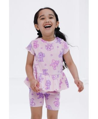 Girls Skye Ribbed Peplum T-Shirt and Shorts Outfit Set