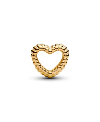 Gold-Plated Beaded Open-Heart Charms