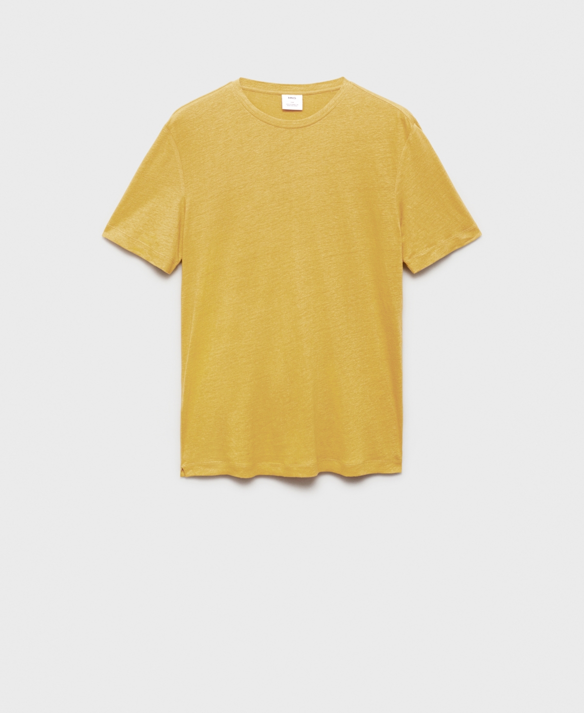 Mango Slim Fit Linen Blend T-shirt In Yellow