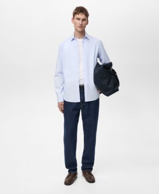 Men's Cotton Slim-Fit Striped Shirt