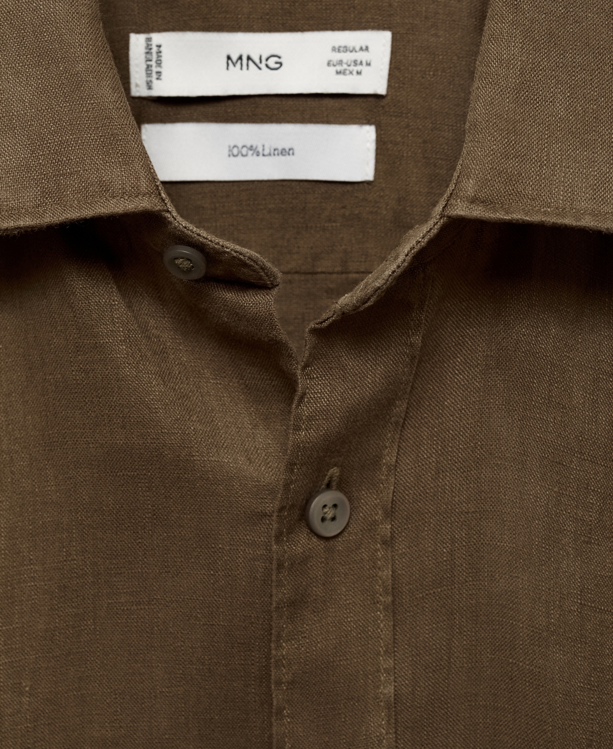Mango Regular Fit Linen Button-up Shirt In Brown