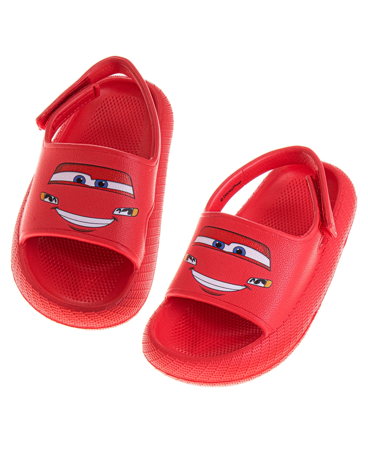 Disney Toddler Boys Cars Lightning Mcqueen Hook And Loop Backstrap Slides In Red