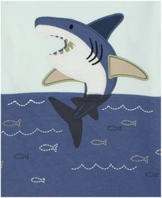 Toddler and Little Boys 2-Piece Pieced Jersey Shark Short Sleeve T-Shirt and Twill Cargo Shorts Set