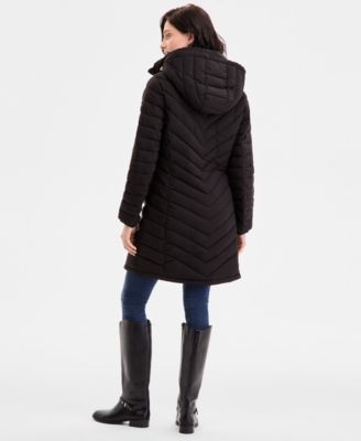 Petite Hooded Bibbed Puffer Coat