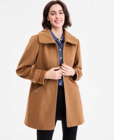 Женские куртки MICHAEL Michael Kors Michael Kors Women's Collared Zip-Front Coat