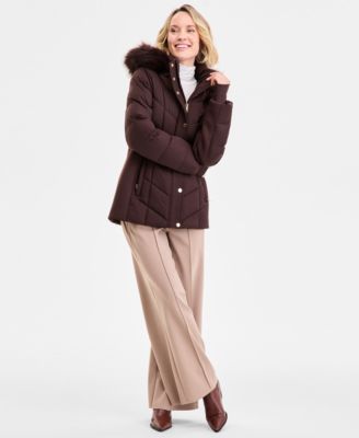 Women's Faux-Fur-Trim Hooded Puffer Coat, Exclusively at Macy's