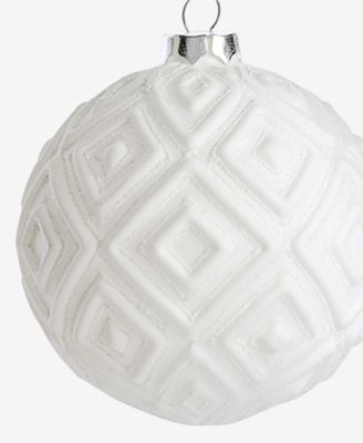 Nordic Wonderland Glass White Ball Ornament, Macy's Exclusive
