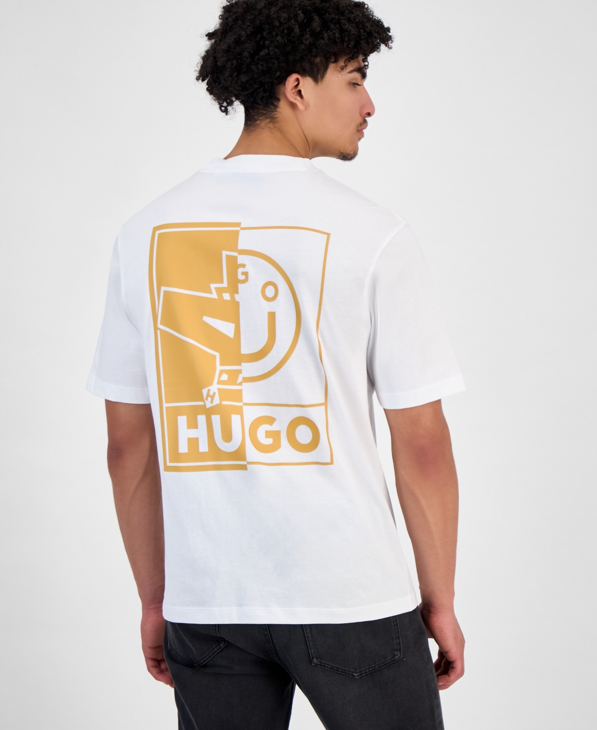 Hugo Boss Cotton Jersey T-shirt With Mixed-print Monogram Graphics In White
