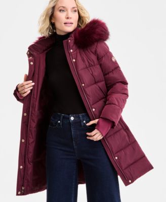 Women's Faux-Fur-Trim Hooded Puffer Coat, Exclusively at Macy's