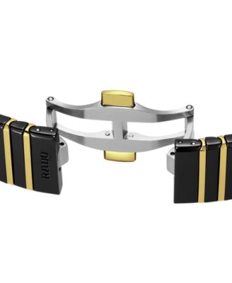 Unisex Swiss Automatic Anatom Gold PVD Stainless Steel & Black Ceramic Bracelet Watch 33mm