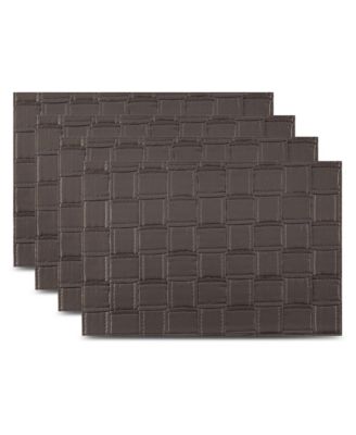 Bostonian Reversible Premium Leather Wipe Clean Placemat 12" x 18" Rectangular Placemats Set of 4