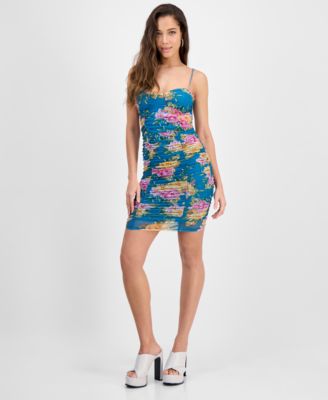 GUESS - Women's Callie Floral-Print Ruched Bodycon Dress