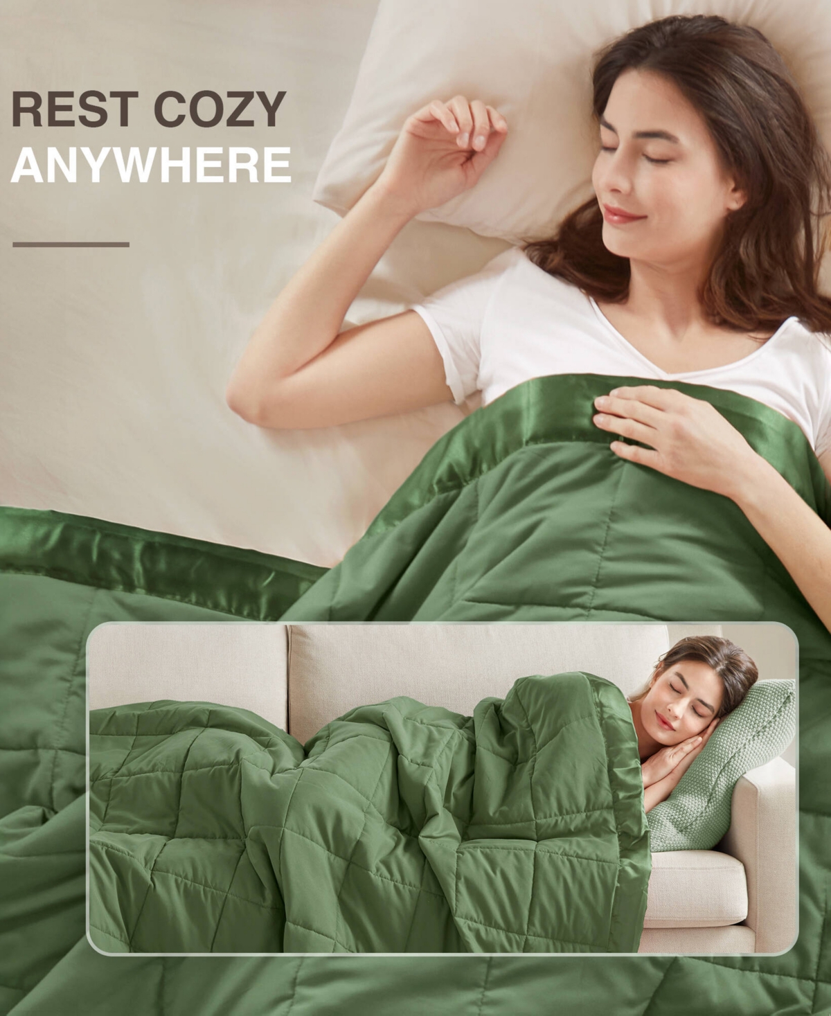 Madison Park Windom Lightweight Down Alternative Satin Trim Blanket, King In Green