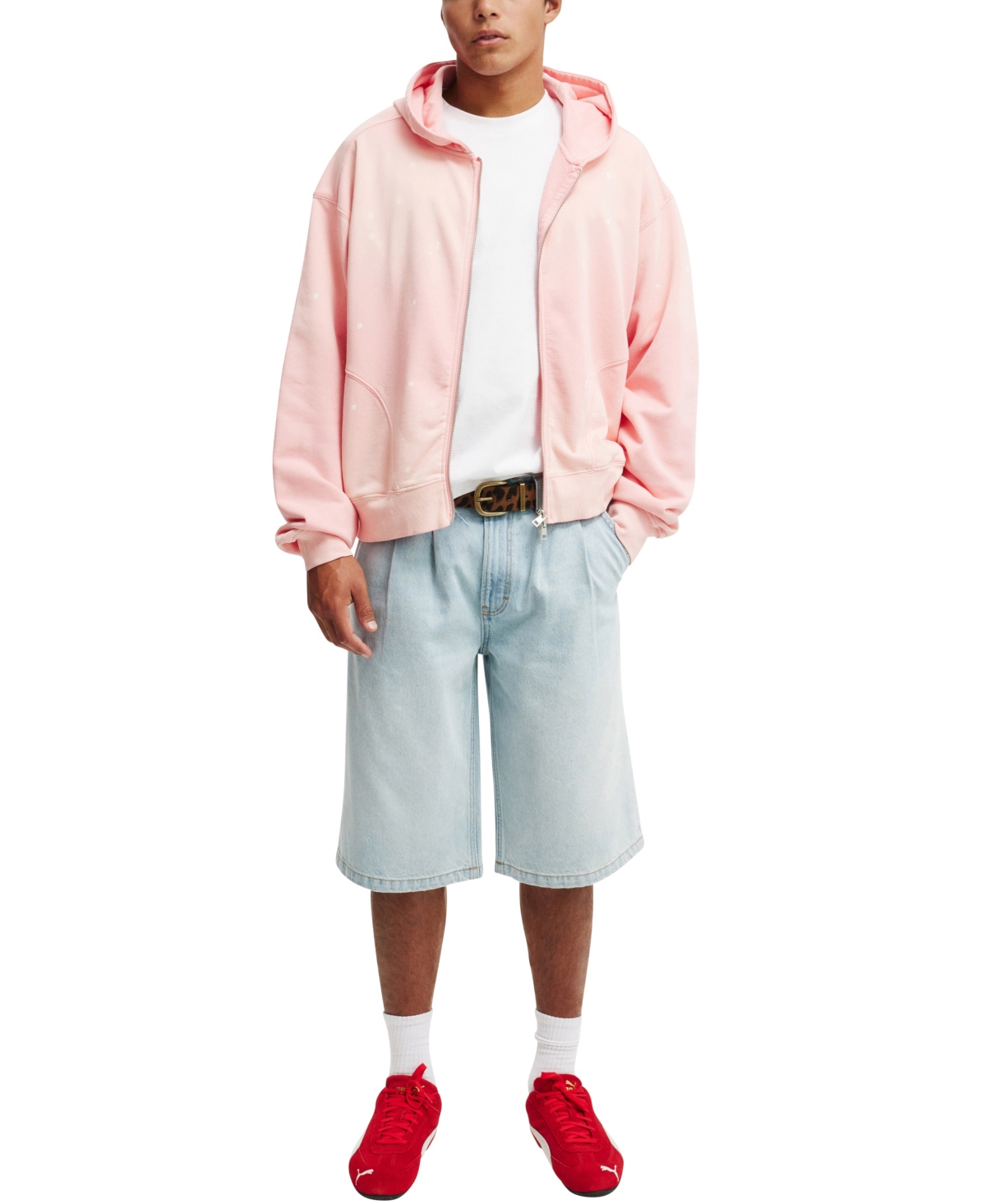 COTTON ON MEN'S CROPPED ZIP UP HOODIE 