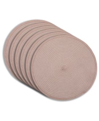 Lurex 15" Round Woven Placemats Set of 6 - Durable, Reversible & Non-Slip Table Mats