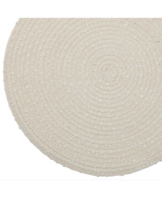 Boucle 15" Round Woven Placemats Set of 6 - Durable, Reversible & Non-Slip Table Mats