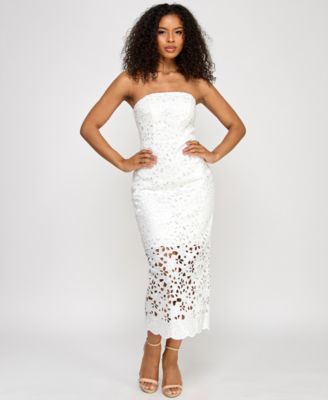 KATIA RAE - Juniors' Lace Eyelet Midi Dress