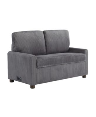 53.3" Corduroy Danson Convertible Loveseat with Charging Port
