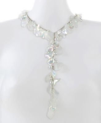 Ivory Garden Glam Flower Petal Y-Necklace