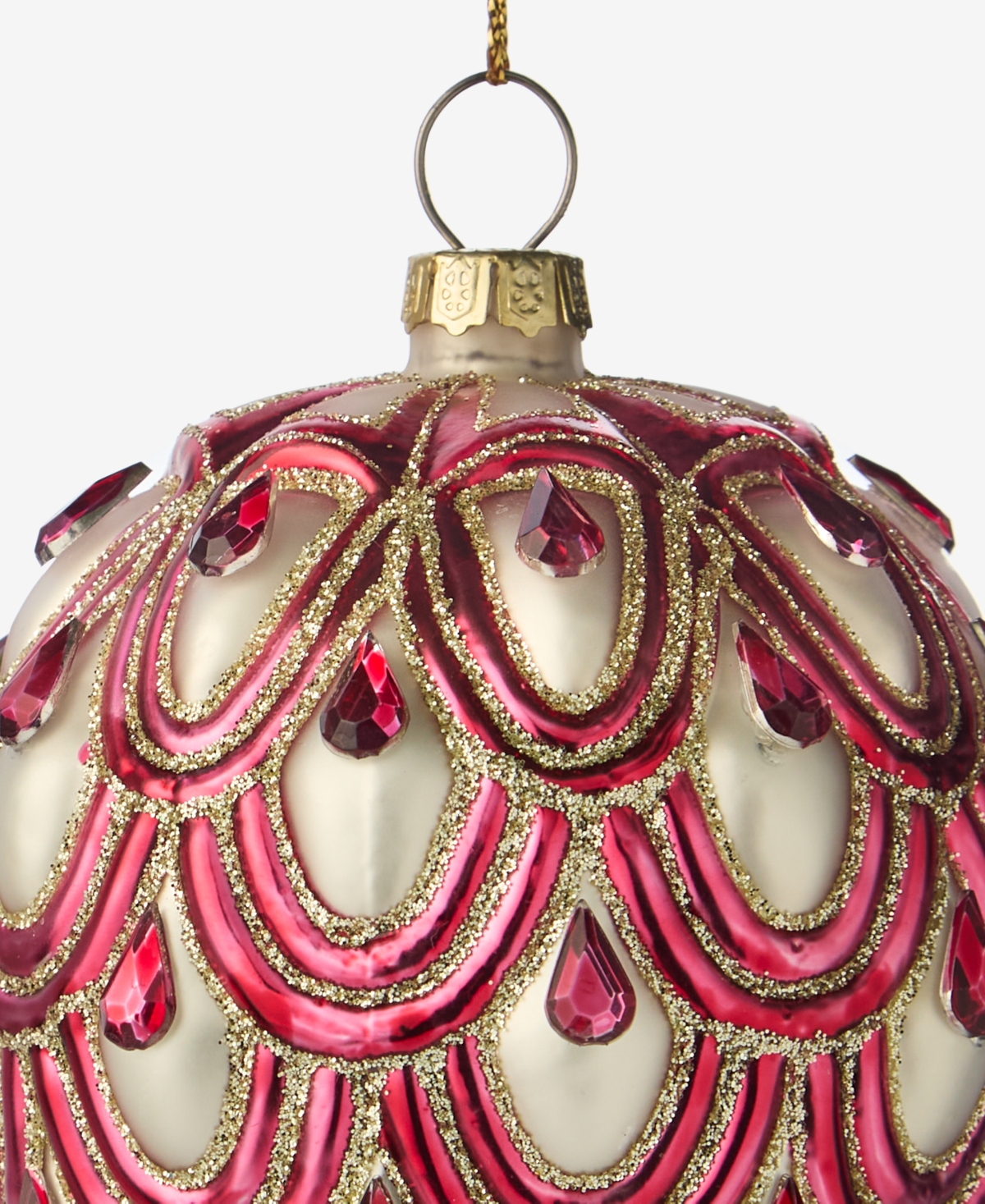 Holiday Lane Berry Tones Red And Gold Pinecone Ornament, Macy's Exclusive In Transparent