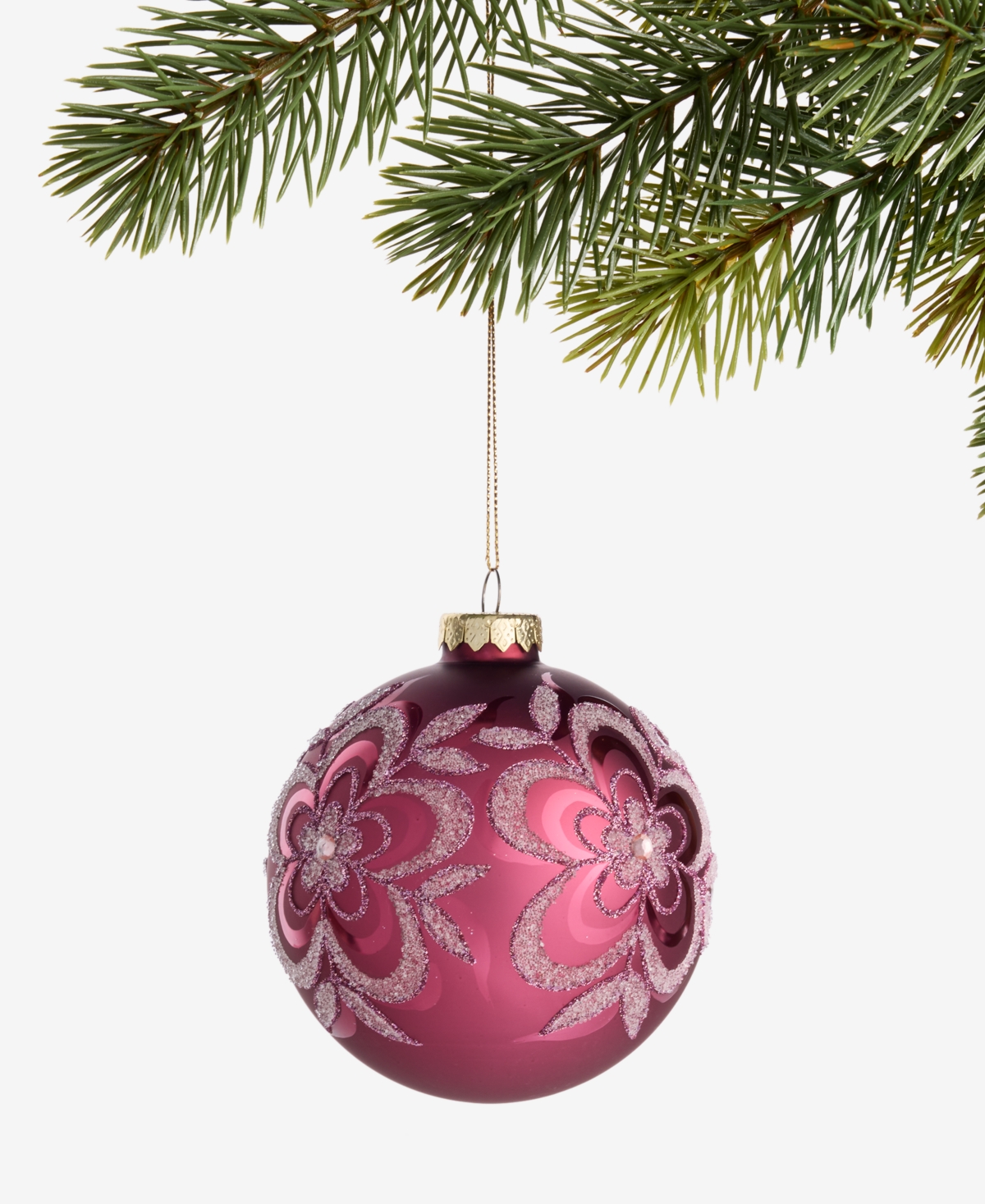 Holiday Lane Berry Tones Red And Gold Ball Ornament, Macy's Exclusive In Burgundy