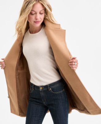 Women's Asymmetric Belted Coat, Exclusively at Macy's