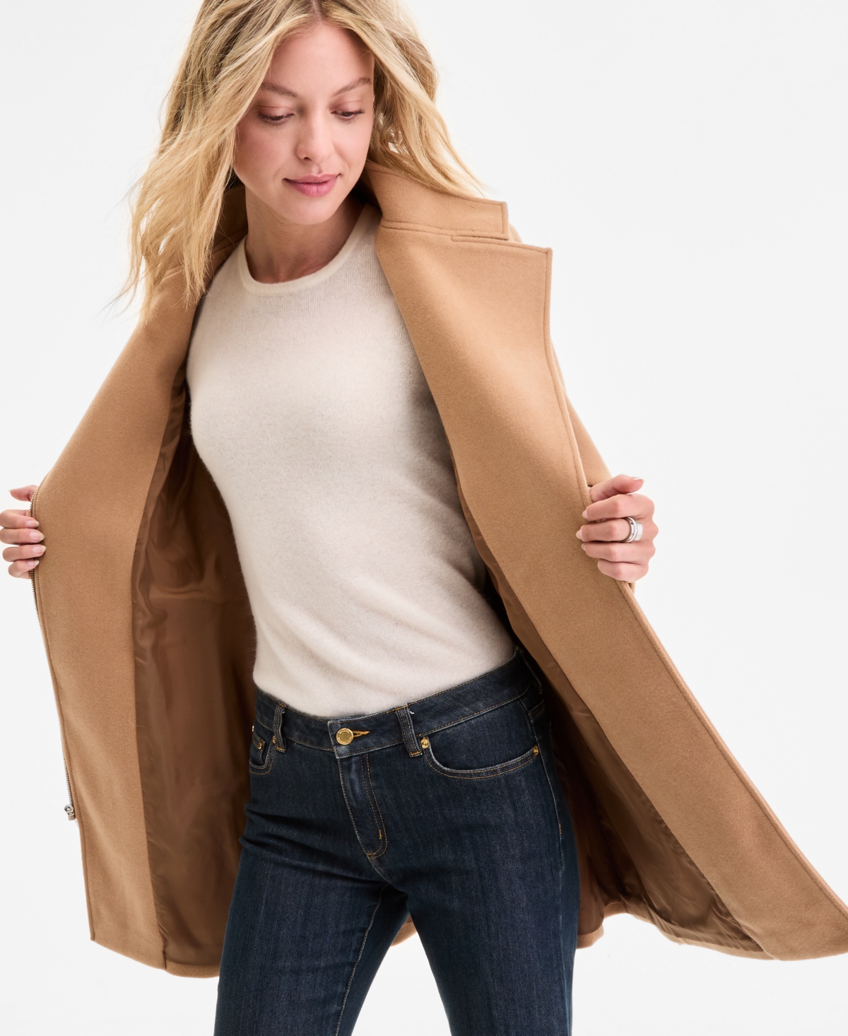 Michael Kors Michael  Women's Asymmetric Belted Coat, Exclusively At Macy's In Brown