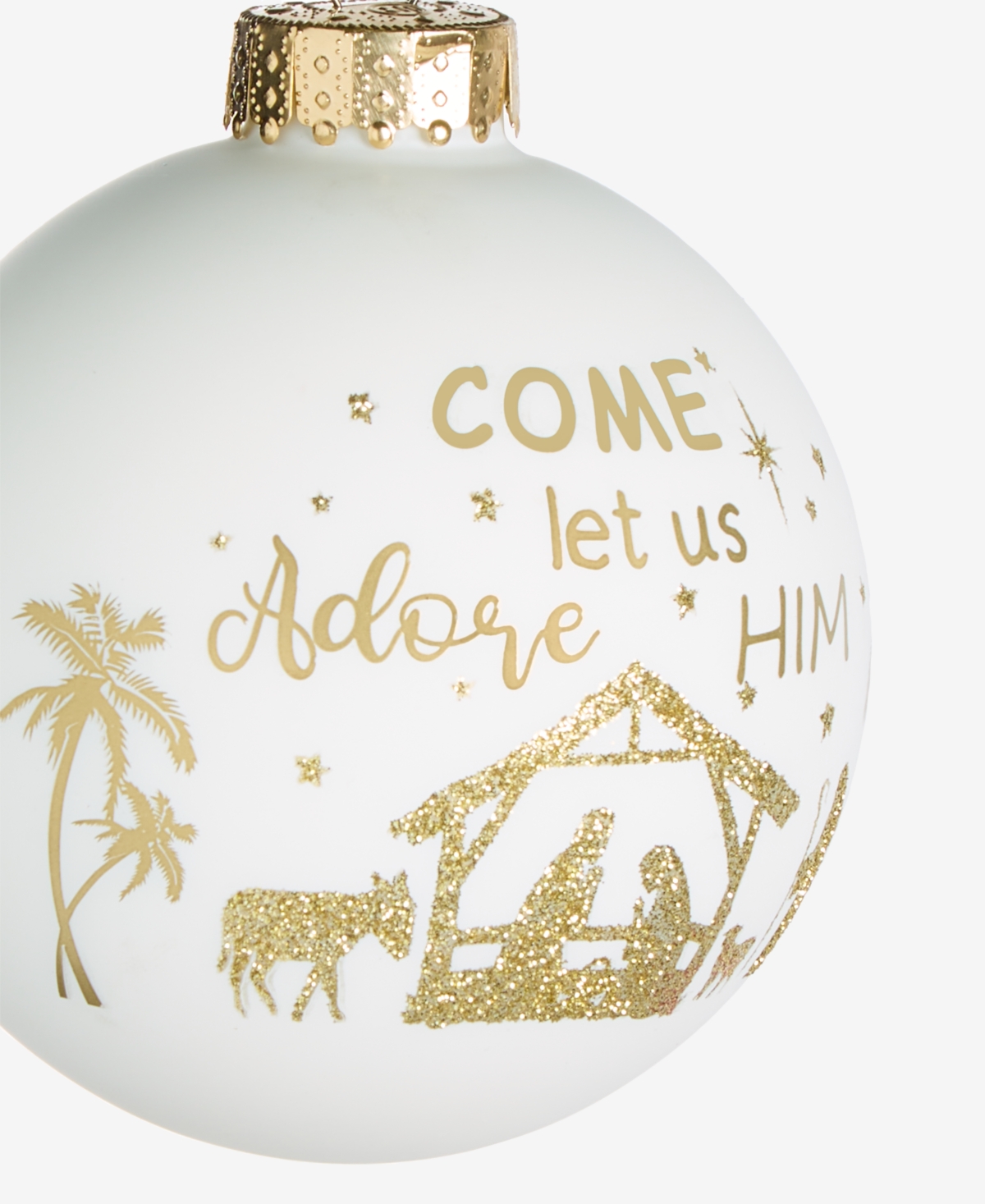 Holiday Lane Blessed White And Gold Nativity Ball Ornament, Macy's Exclusive In Multi