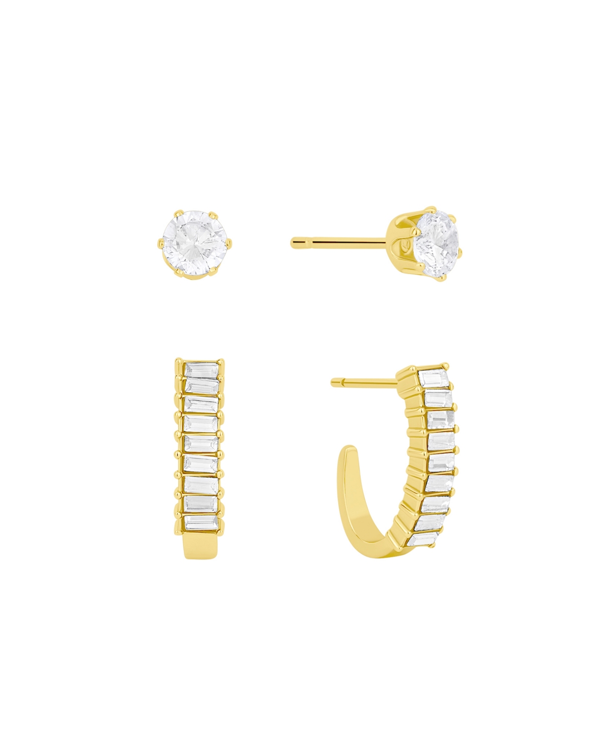 And Now This Crystal Duo Stud And Baguette Hoop Earring Set In Gold