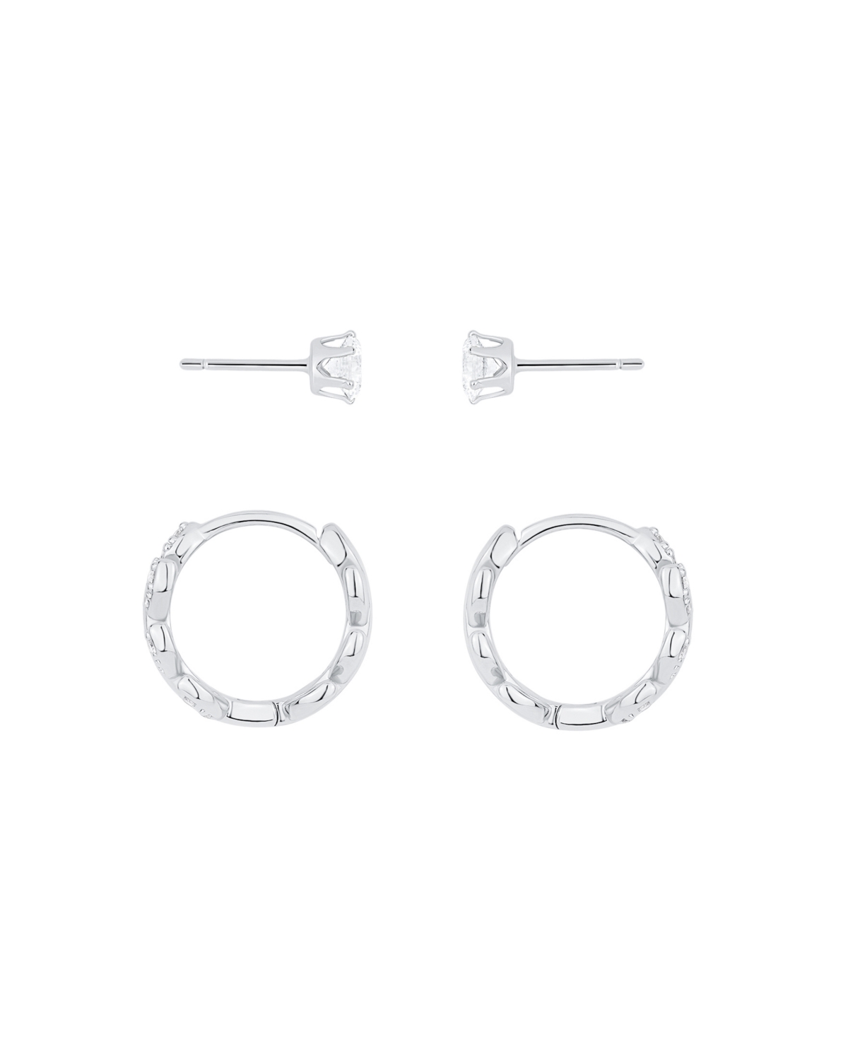 And Now This Cubic Zirconia Duo Stud And Leaf Hoop Earrings In Metallic