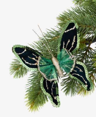 Enchanted Forest Green Glitter Butterly Ornament, Macy's Exclusive 