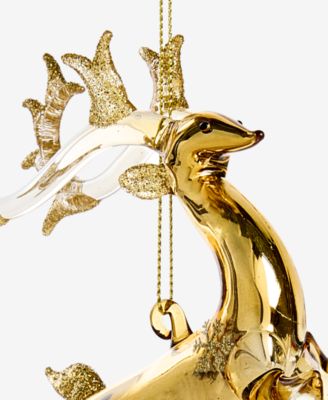 Gilded Glamour Glass Deer Ornament, Macy's Exclusive