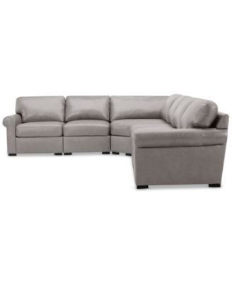 Radley Roll Arm 152" 5-Pc. Leather Wedge Corner L Sectional