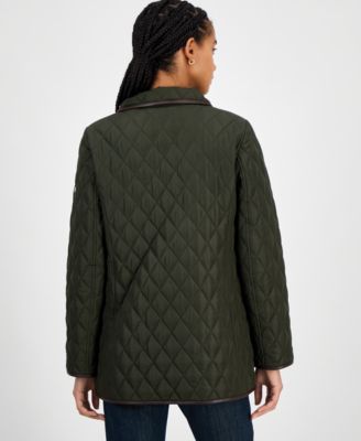 MICHAEL Women's Faux-Leather-Trim Quilted Coat, Exclusively at Macy's
