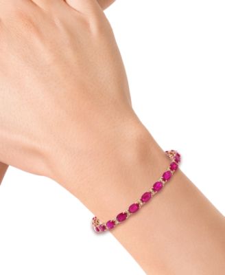 EFFY&reg; Ruby (13-1/10 ct. t.w.) & Diamond (1/6 ct. t.w.) Oval Tennis Bracelet in 14k Rose Gold