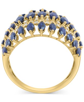 EFFY&reg; Sapphire (3-5/8 ct. t.w.) & Diamond (5/8 ct. t.w.) Crown Inspired Statement Ring in 14k Gold
