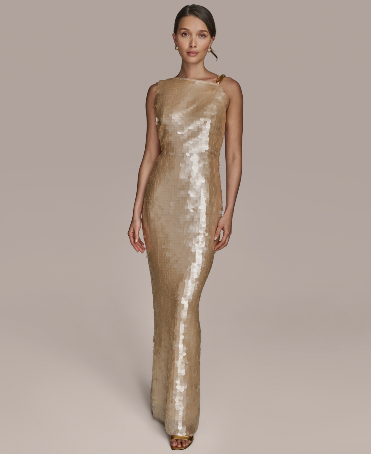 Women's Sequin Sleeveless Gown - Sand