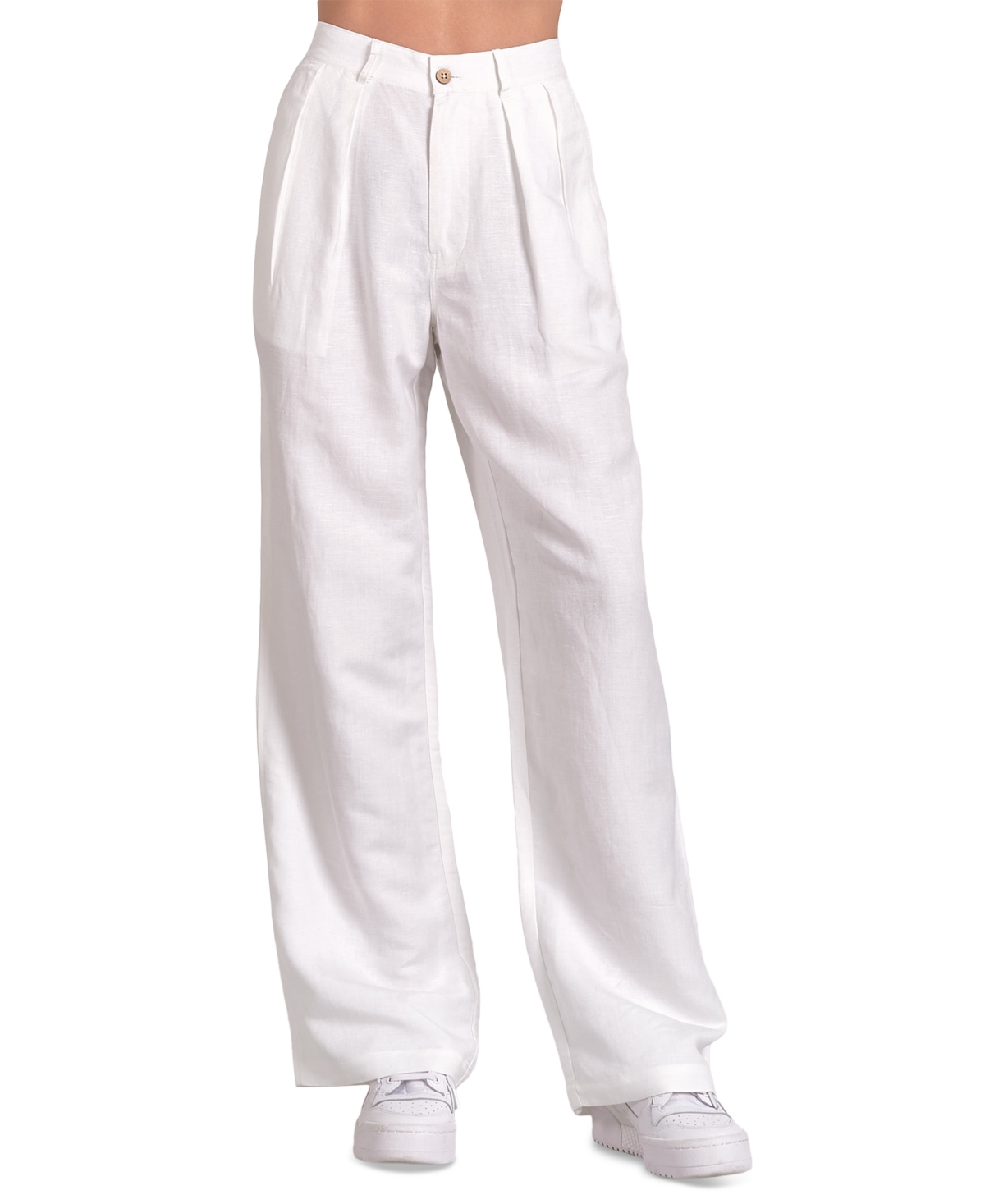 Women's Pleat-Front Wide-Leg Pants - White