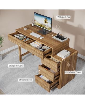 Computer Desk with 5 Drawers,Modern Wooden Study Table Office Workstation for Home Office, Small Spaces