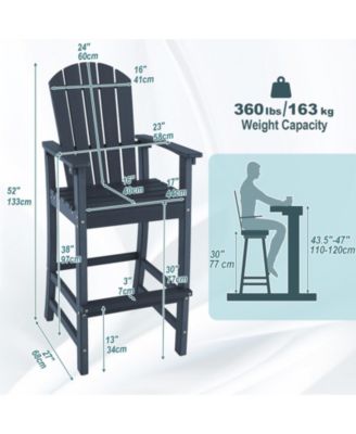 Counter Height Outdoor HDPE Bar Stool with Armrests and Footrest